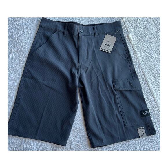 Vans Vanphibian shorts, Asphalt gray checker print, Youth 18 - Picture 1 of 4